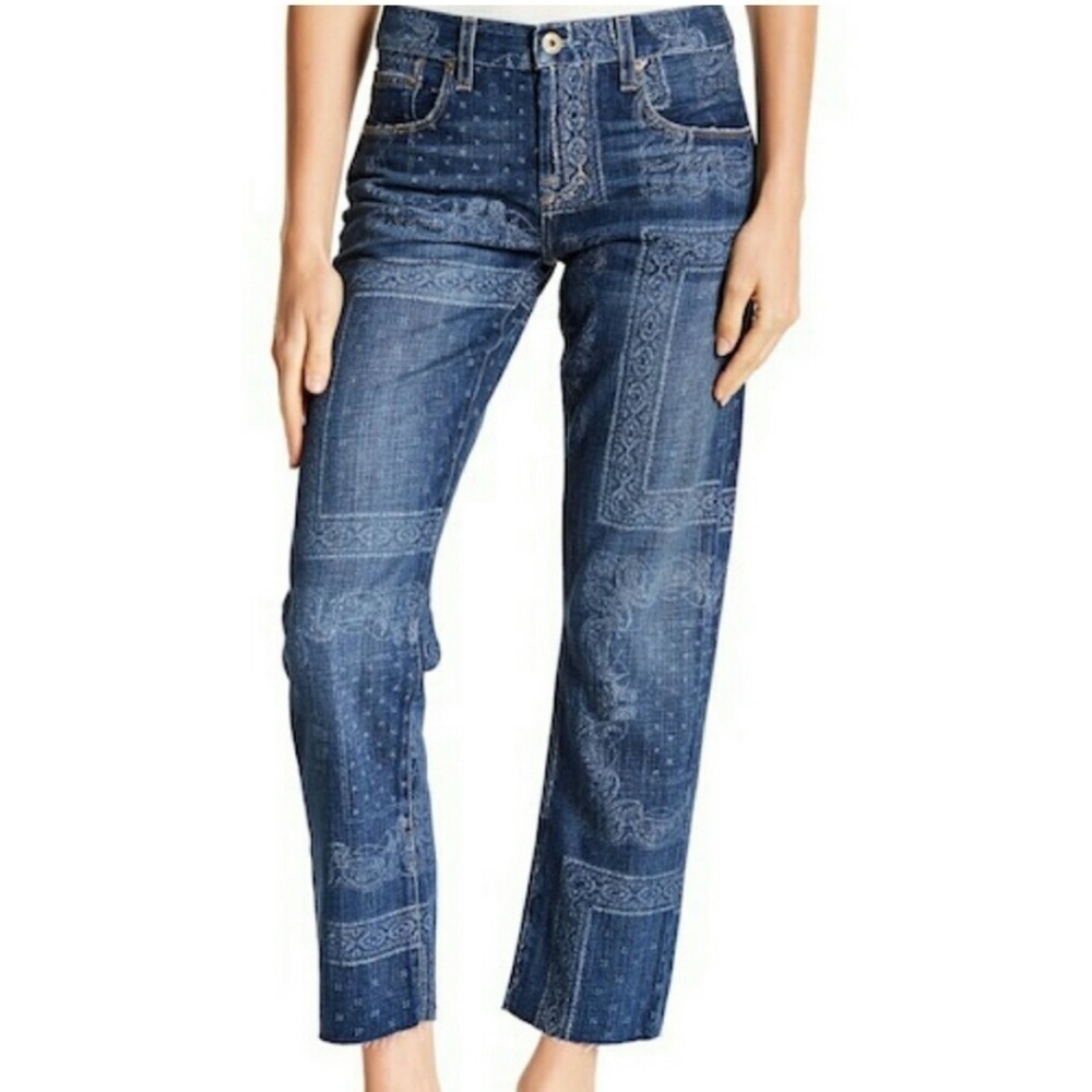Current Elliot Vintage Bandana print jeans The Crossover Unisex fit NWT